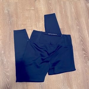 New! Spyder Active Tech Core Leggings Fleece Lined High Rise Teal Blue Size L